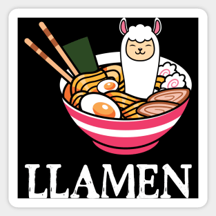 Llamen, funny pun ramen noodles llama design Sticker